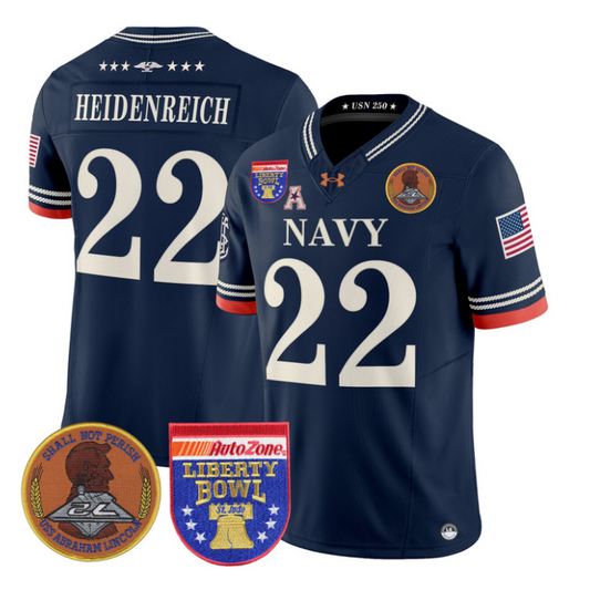 Eli Heidenreich Jersey #22 Navy Midshipmen 250th 2026 Liberty Bowl Stitched Navy