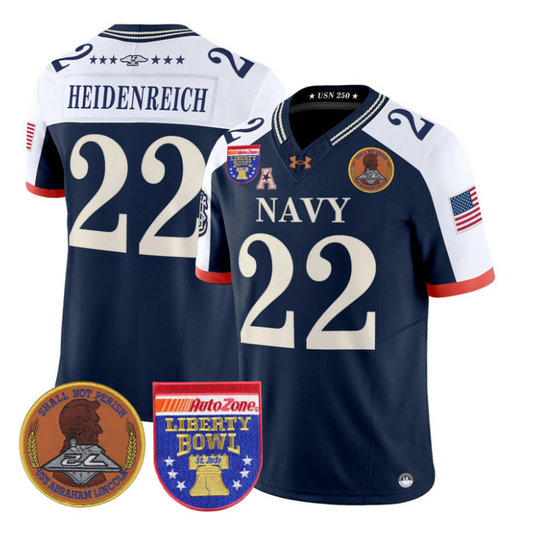 Eli Heidenreich Jersey #22 Navy Midshipmen 250th 2026 Liberty Bowl Stitched Navy Alternate