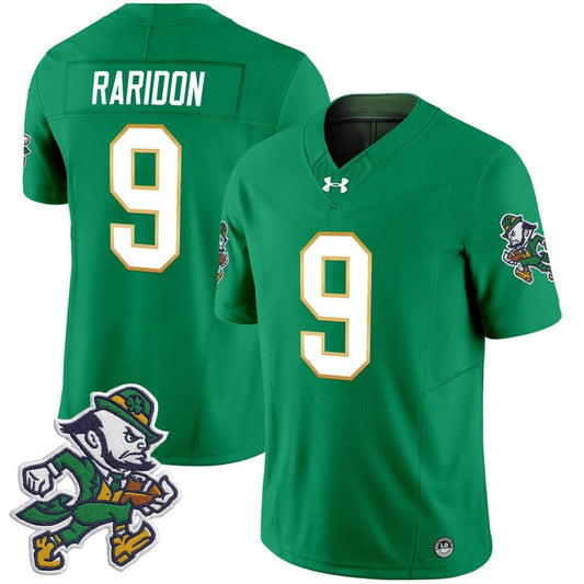 Eli Raridon Jersey #9 Notre Dame 2025 Gridiron Leprechaun Edition Green