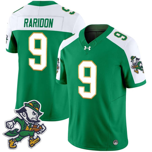 Eli Raridon Jersey #9 Notre Dame 2025 Gridiron Leprechaun Edition Green Alter