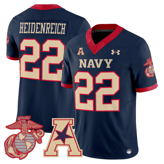 Eli Heidenreich Jersey #22 Navy Midshipmen Vapor USMC Premier Stitched