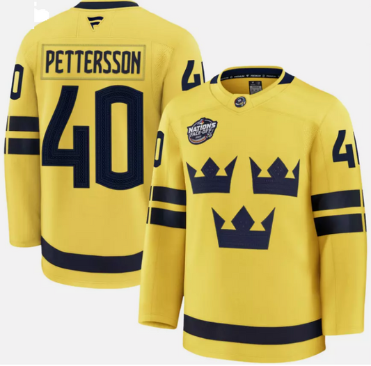 Elias PetterssonJersey #40 Sweden Yellow 2025 4 Nations Face-Off Stitched