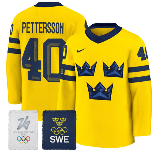 Elias Pettersson Jersey #40 Sweden Olympic 2026 Premium All Stitched