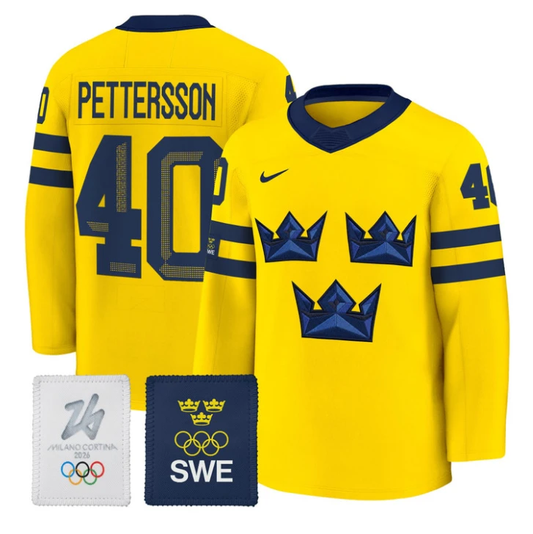 Elias Pettersson Jersey #40 Sweden Olympic 2026 Premium Hockey All Stitched