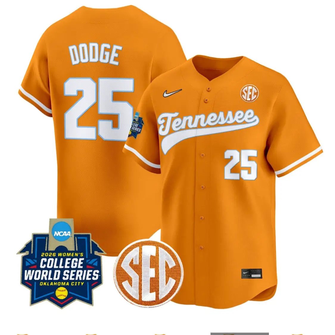 Ella Dodge Jersey #25 Tennessee Vols Softball 2026 World Series