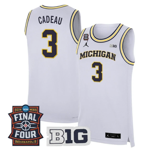 Elliot Cadeau Jersey #3 Michigan Wolverines 2026 Final Four Stitched White