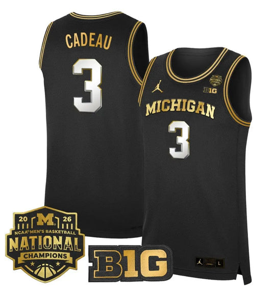 Elliot Cadeau Jersey #3 Michigan Wolverines 2026 National Champions Stitched