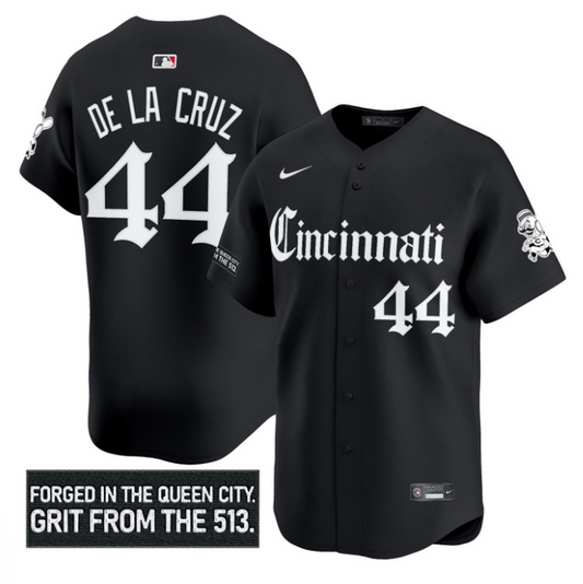 Elly De La Cruz Jersey #44 Cincinnati Reds Gothic Queen City Edition Black