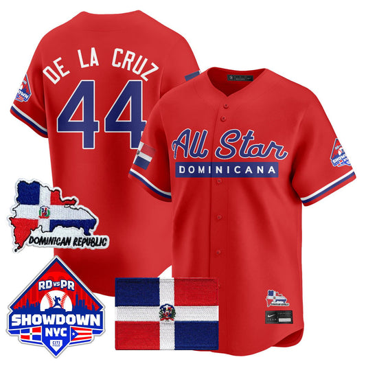 Elly De La Cruz Jersey #44 Dominican Republic Baseball All-Star 2025 Red