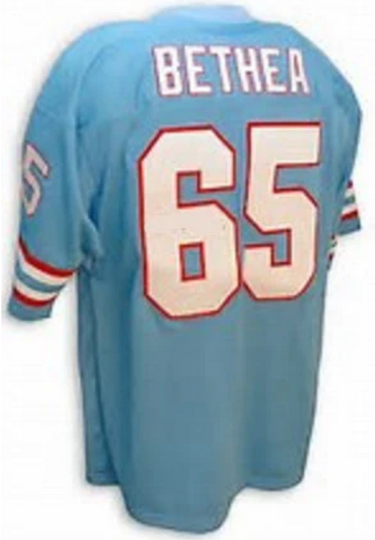 Elvin Bethea Jersey Houston Oilers Custom Throwback Football Blue