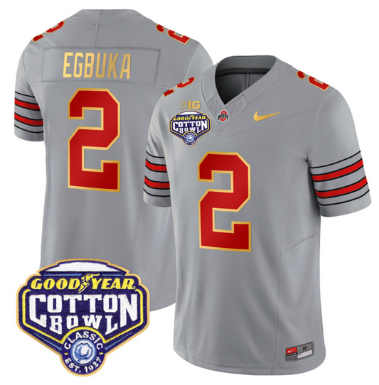 Emeka Egbuka Jersey #2 Ohio State 'Heritage Stripe' Cotton Bowl Gray