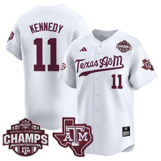 Emiley Kennedy Jersey #11 Texas A&M Aggies 2025 SEC Champions Patch Limited Stitched White
