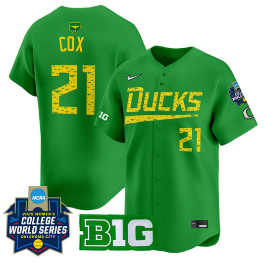 Emma Cox Jersey #21 Oregon Ducks Softball 2025 World Series Stitched Green