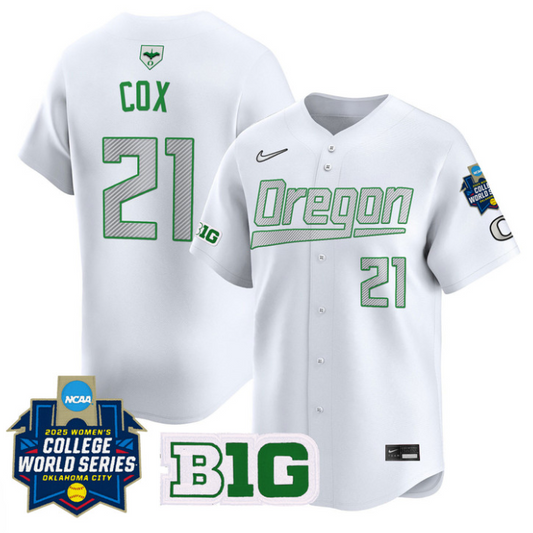 Emma Cox Jersey #21 Oregon Ducks Softball 2025 World Series Stitched White