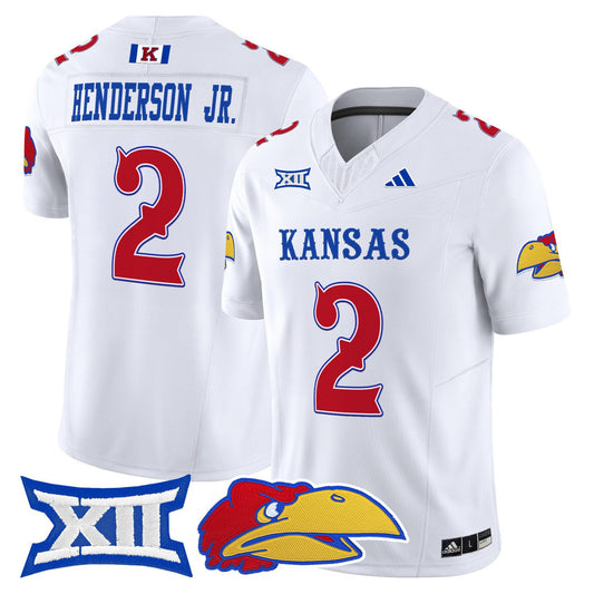 Emmanuel Henderson Jr Jersey #2 Kansas Jayhawks 2025 Limited Stitched White
