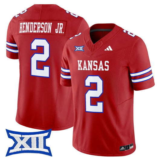 Emmanuel Henderson Jr Jersey #2 Kansas Jayhawks 2025 Limited Stitched Red