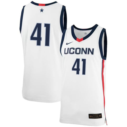 Emmett Hendry Jersey UConn Huskies College Basketball No Name White #41