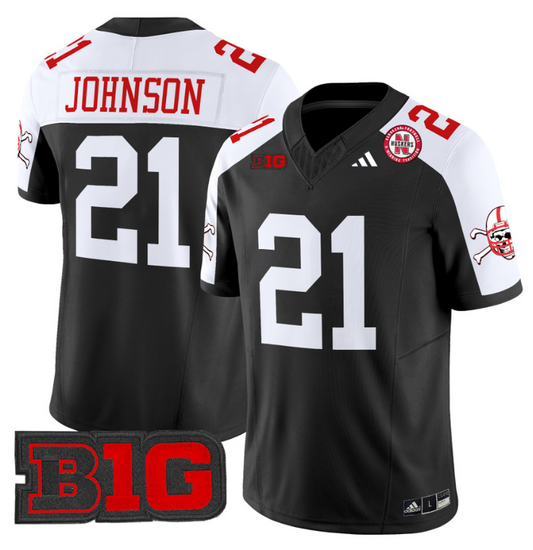 Emmett Johnson Jersey #21 Nebraska Cornhuskers 2024 Vapor V2 Football Black Alternate