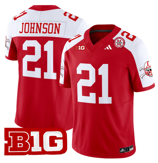 Emmett Johnson Jersey #21 Nebraska Cornhuskers 2024 Vapor V2 Football Red Alternate