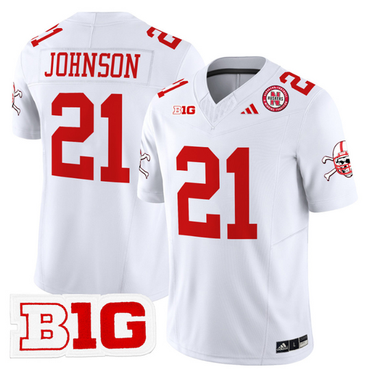 Emmett Johnson Jersey #21 Nebraska Cornhuskers 2024 Vapor V2 Football White