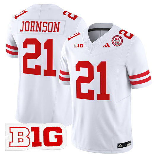 Emmett Johnson Jersey #21 Nebraska Cornhuskers 2025 Stitched White