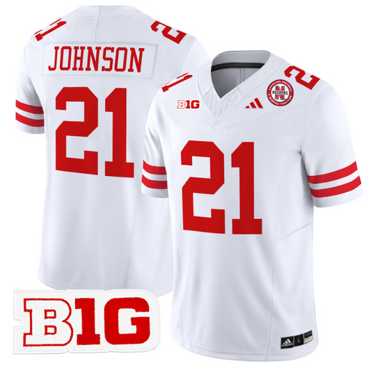 Emmett Johnson Jersey #21 Nebraska Cornhuskers Vapor Limited Football White