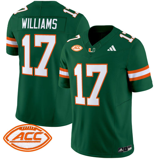 Emory Williams Jersey #17 Miami Hurricanes 2025 Limited Stitched Green
