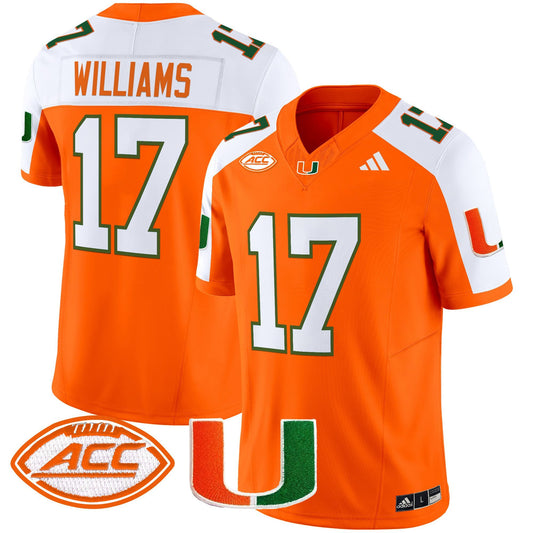 Emory Williams Jersey #17 Miami Hurricanes 2025 Limited Stitched Orange Alternate