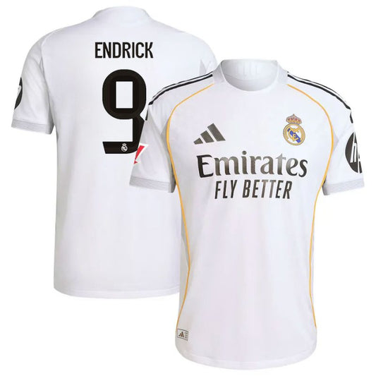 Endrick #9 Real Madrid 2025-26 Home Match Jersey – White