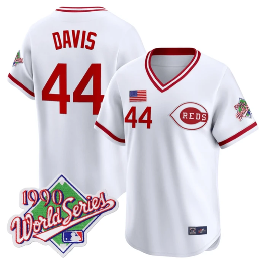 Eric Davis #44 Cincinnati Reds White Jersey - All Stitched