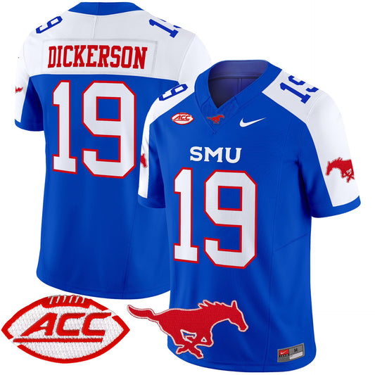 Eric Dickerson Jersey #19 SMU Mustangs 2025 Vapor Limited Stitched Blue Alter