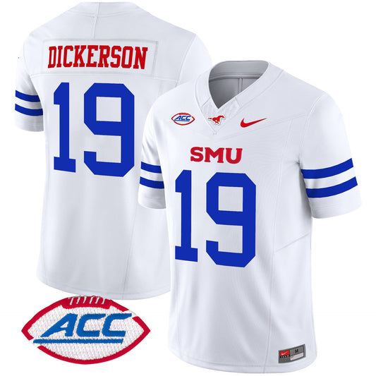 Eric Dickerson Jersey #19 SMU Mustangs 2025 Vapor Limited Stitched Ice White