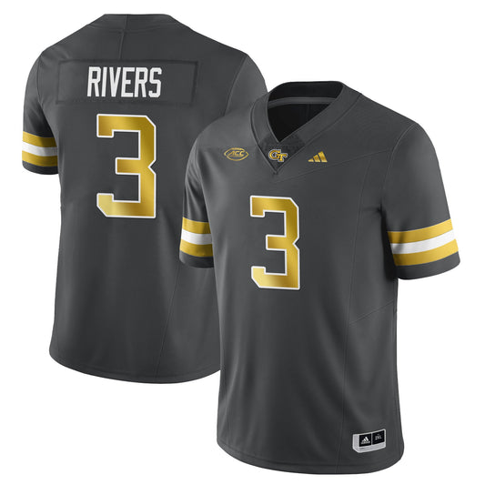 Eric  Rivers Jersey #3 Georgia Tech Football 2025 Limited Stitched Dark Gray