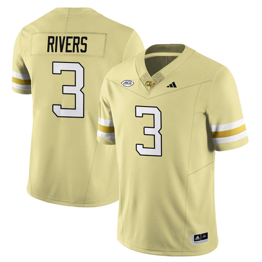 Eric  Rivers Jersey #3 Georgia Tech Football 2025 Limited Stitched Gold