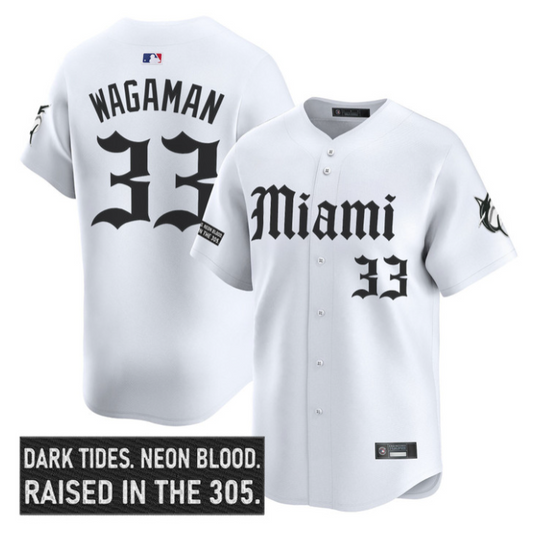 Eric Wagaman Jersey #33 Miami Marlins Gothic Vice Edition Stitched White