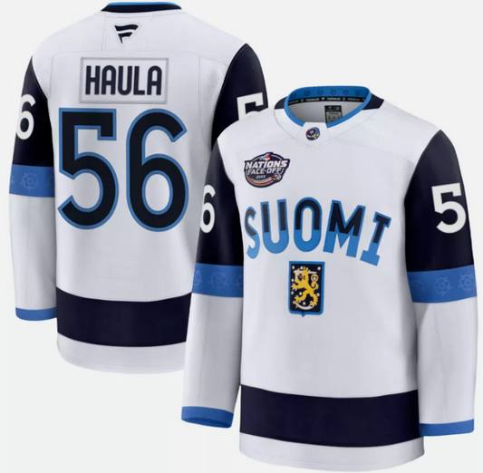 Erik Haula Jersey #56 Finland White 2025 4 Nations Face-Off Stitched