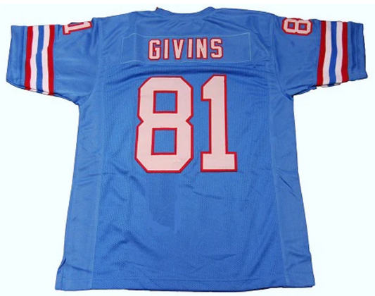 Ernest Givins Jersey Houston Oilers Custom Throwback Football Blue