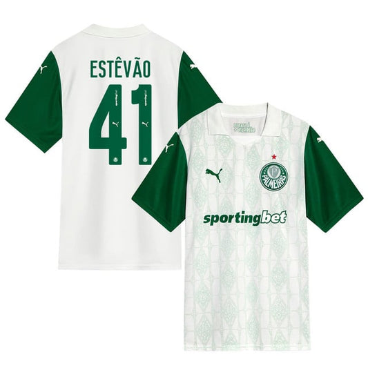 Estêvão #41 Palmeiras 2025-26 Away Match Jersey – White