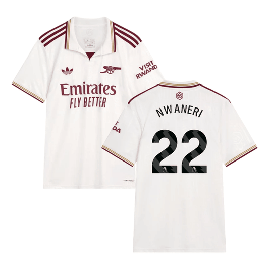 Ethan Nwaneri #22 Arsenal 2025-26 Third Jersey – Cream
