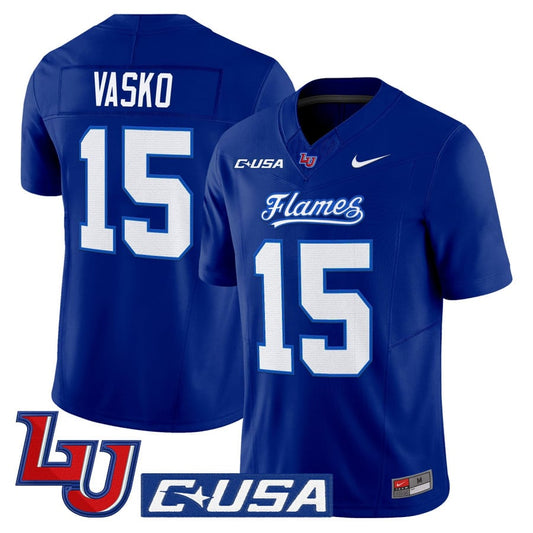 Ethan Vasko Jersey #15 Liberty Flames 2025 Limited Stitched Mono Navy