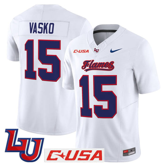 Ethan Vasko Jersey #15 Liberty Flames 2025 Limited Stitched White