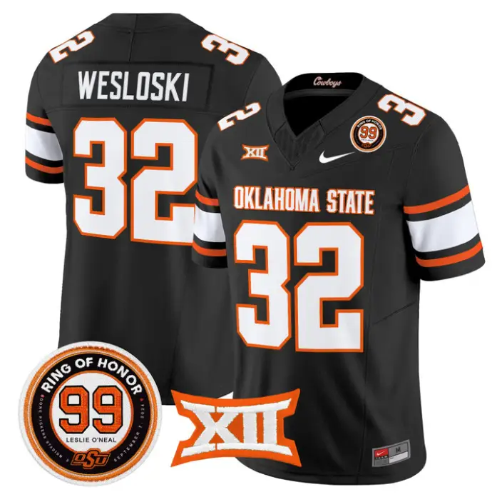 Ethan Wesloski Jersey #32 Oklahoma State 2026 Leslie O'neal Stitched