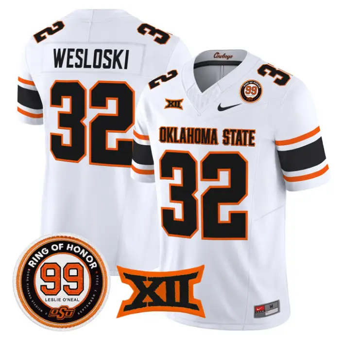 Ethan Wesloski Jersey #32 Oklahoma State 2026 Leslie O'neal Stitched
