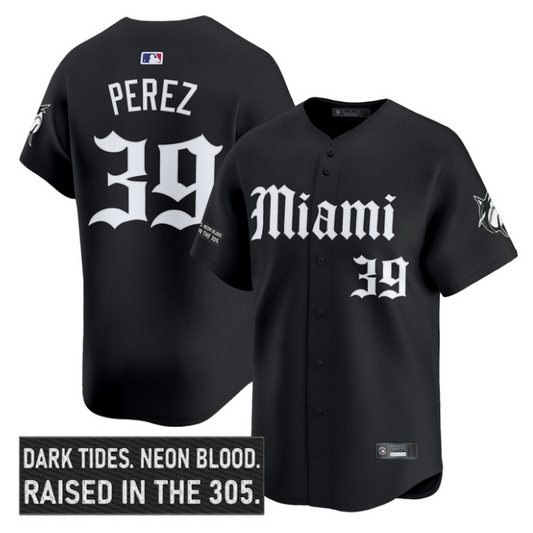 Eury Perez Jersey #39 Miami Marlins Gothic Vice Edition Stitched Black
