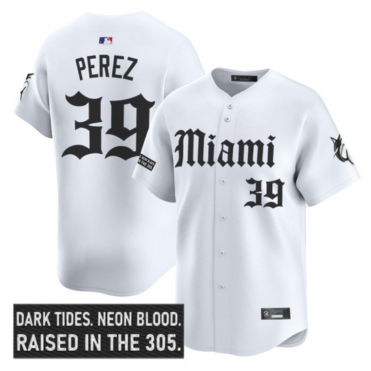 Eury Perez Jersey #39 Miami Marlins Gothic Vice Edition Stitched White