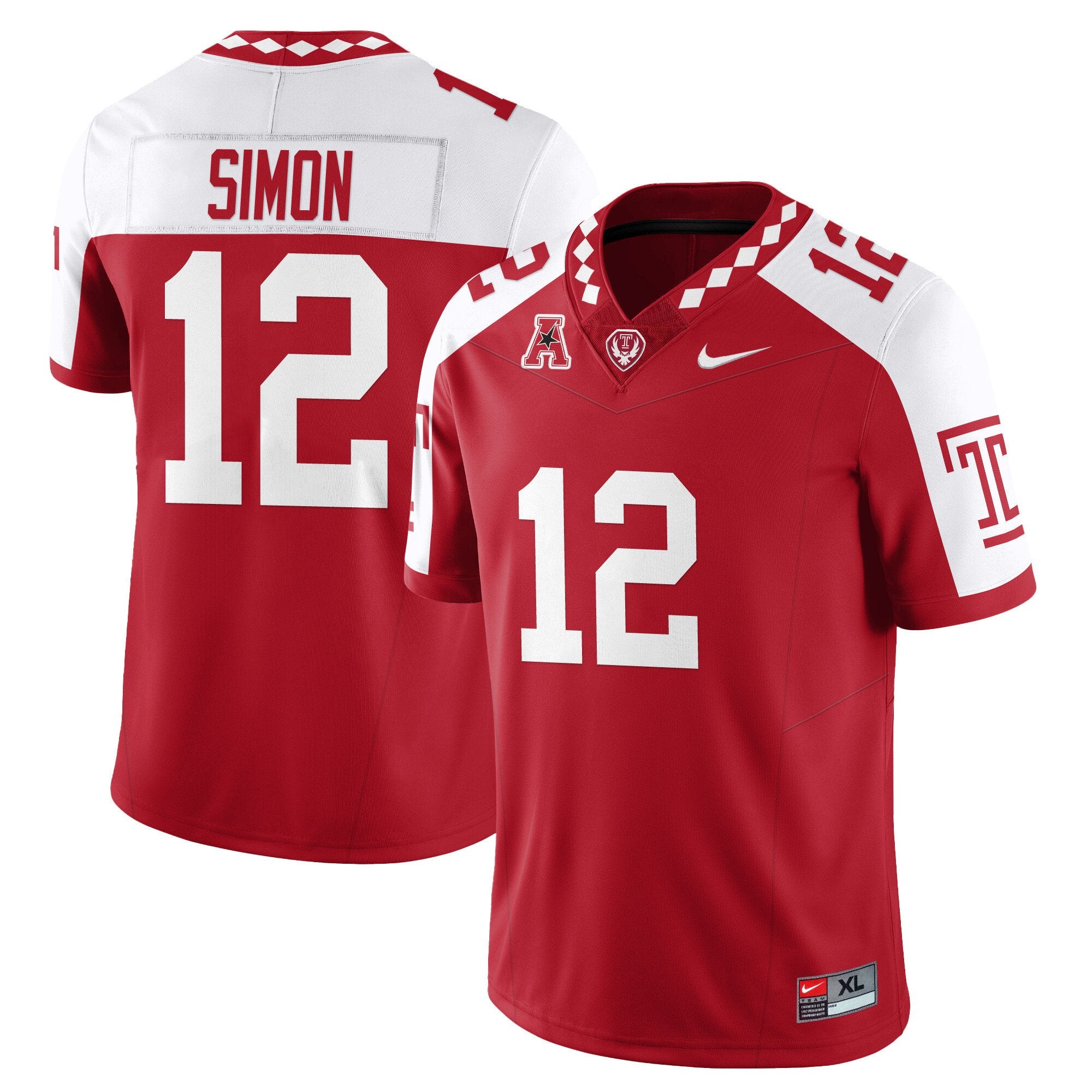 Evan Simon Jersey #12 Temple Football 2025 Vapor Limited Stitched Alternate