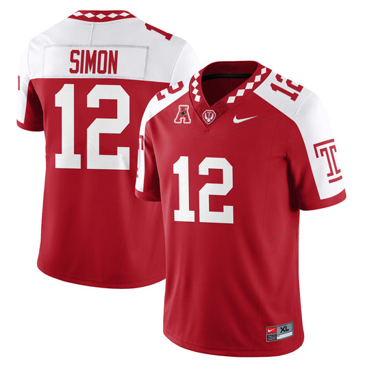 Evan Simon Jersey #12 Temple Football 2025 Vapor Limited Stitched Alternate