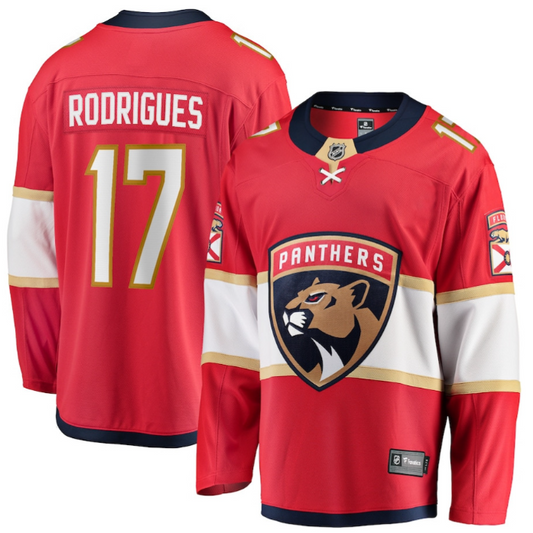 Evan Rodrigues 17 Florida Panthers 2025 Breakaway Player Men Jersey Red