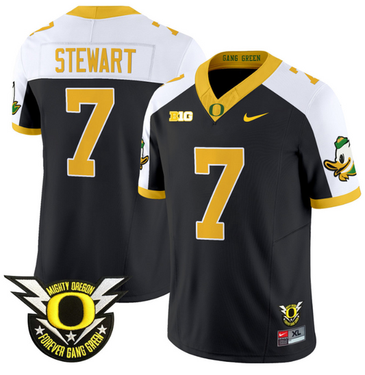Evan Stewart Jersey #7 Oregon Duck Forever Gang Green Football Black Alternate