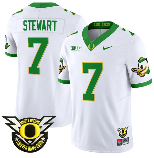 Evan Stewart Jersey #7 Oregon Duck Forever Gang Green Football White